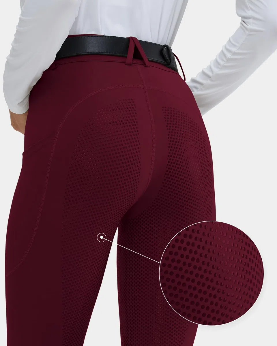 HMILES Leggings de equitación para mujer, de silicona, cintura alta, elásticos, con trabillas para el teléfono móvil