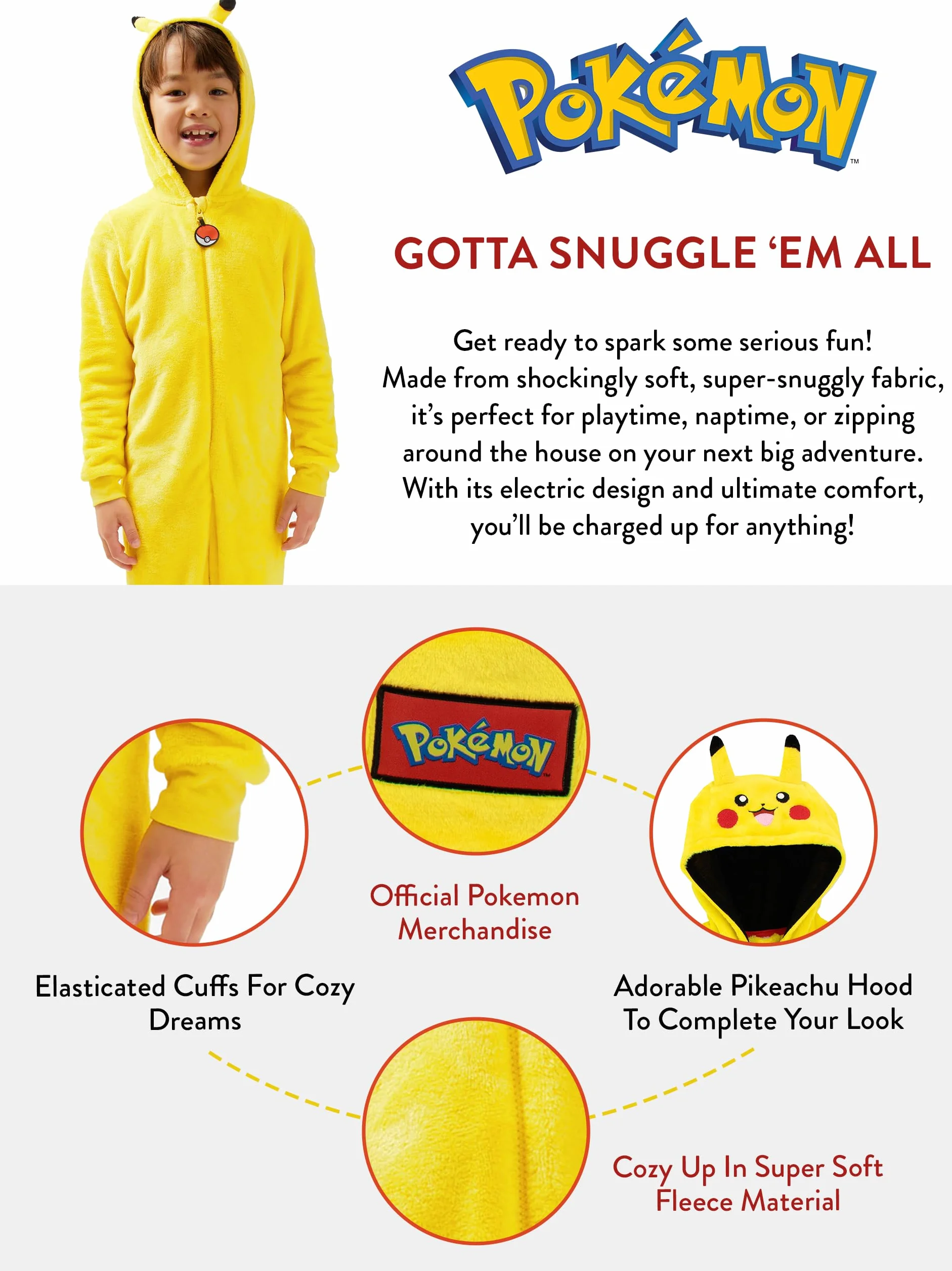 Pokemon Pijamas Enteros Niños | Pijama Entero Niño Pikachu