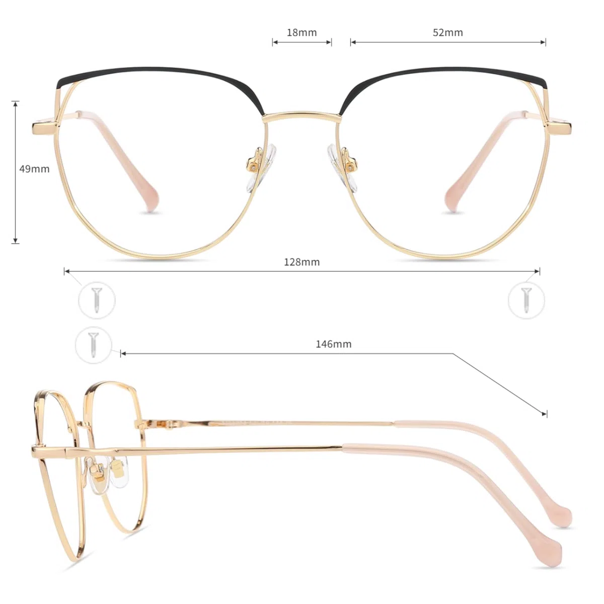Firmoo Gafas de Luz Azul para Mujer y Hombre - Filtro Antifatiga Anti-UV400 para Ordenador y Gaming - Montura de Metal Moda
