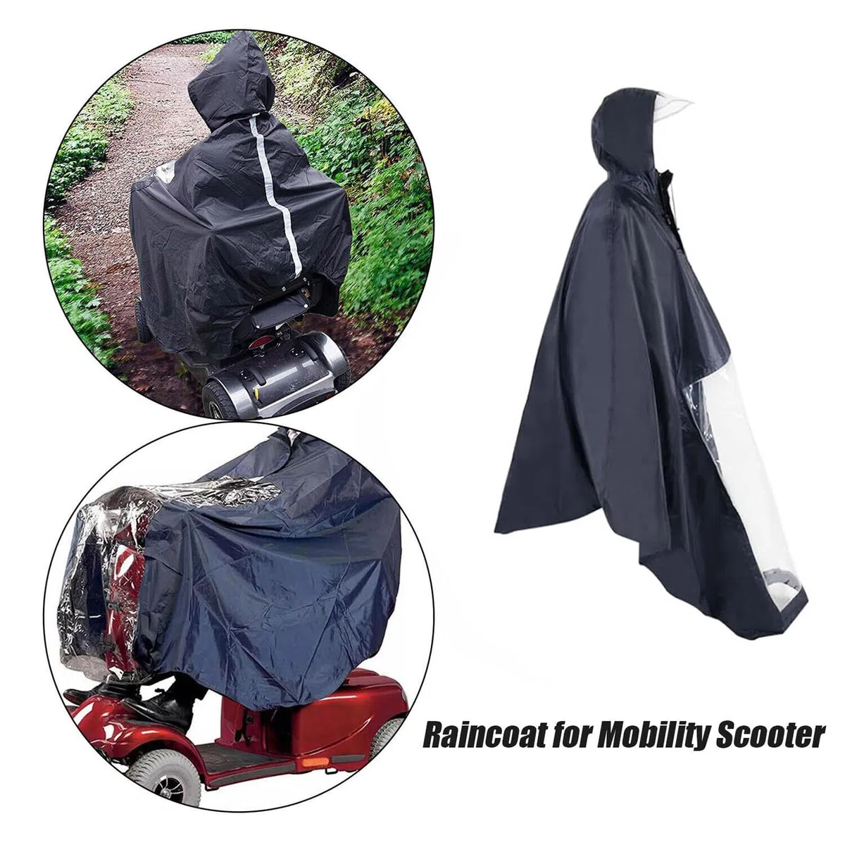 Poncho de Lluvia para Vehículos Eléctricos, Universal para Scooter de Movilidad y Silla de Ruedas Eléctrica, con Capucha y Panel Transparente