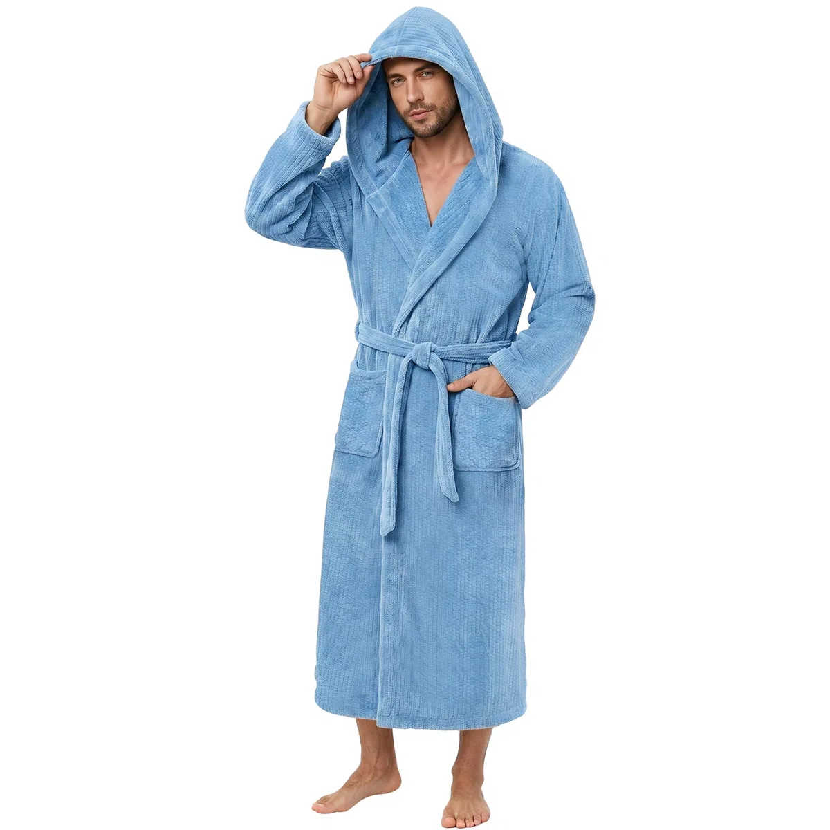 PJGGZ Bata de baño para hombre con capucha, suave y larga, súper absorbente, de secado rápido pero cálida