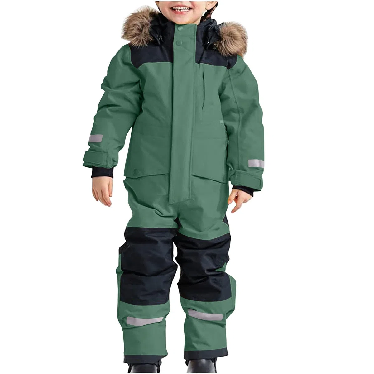 Traje de nieve para niños, unisex, mono de esquí de forro polar, impermeable, con capucha, traje de esquí, resistente al viento, invierno, grueso, cálido, pantalones de esquí para