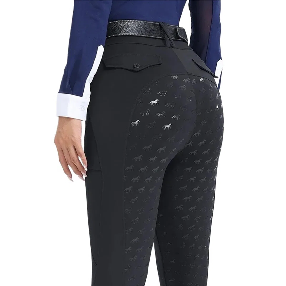 Pantalones de equitación Pantalones De Equitación De Silicona con Asiento Completo, Mallas Y Leggings For Montar A Caballo, Ropa Ecuestre For Mujer(Black,S)