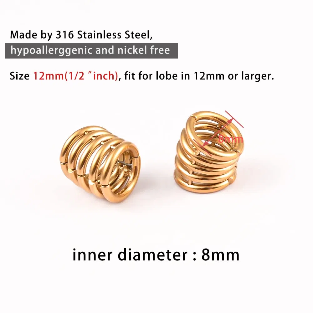 Vankula Pesos Dilataciones Orejas tapones túnel 5 Anillos acero inoxidable Expansores Estiramiento Piercing 6mm