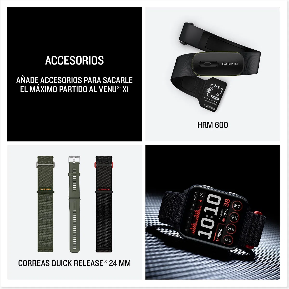 Garmin Venu X1, Smartwatch Premium con GPS, Pantalla AMOLED de 2'', Funciones de Salud y Bienestar 24/7, Altavoz y Micrófono Integrados, Mapas, Linterna LED, hasta 8 días de autonomía, Verde