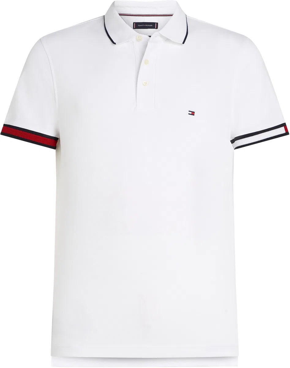 Tommy Hilfiger Polo de Manga Corta Hombre Flag Cuff Slim Fit