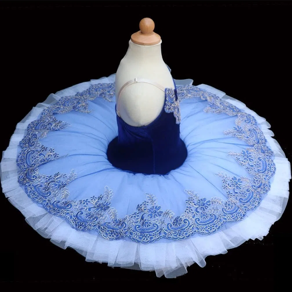 Ballet Swan Lake tu Ropa Leota Estampada Falda de Chaleco Falda de Bailarina esponjosa Falda de actuación(Size:160cm,Color:Azul)