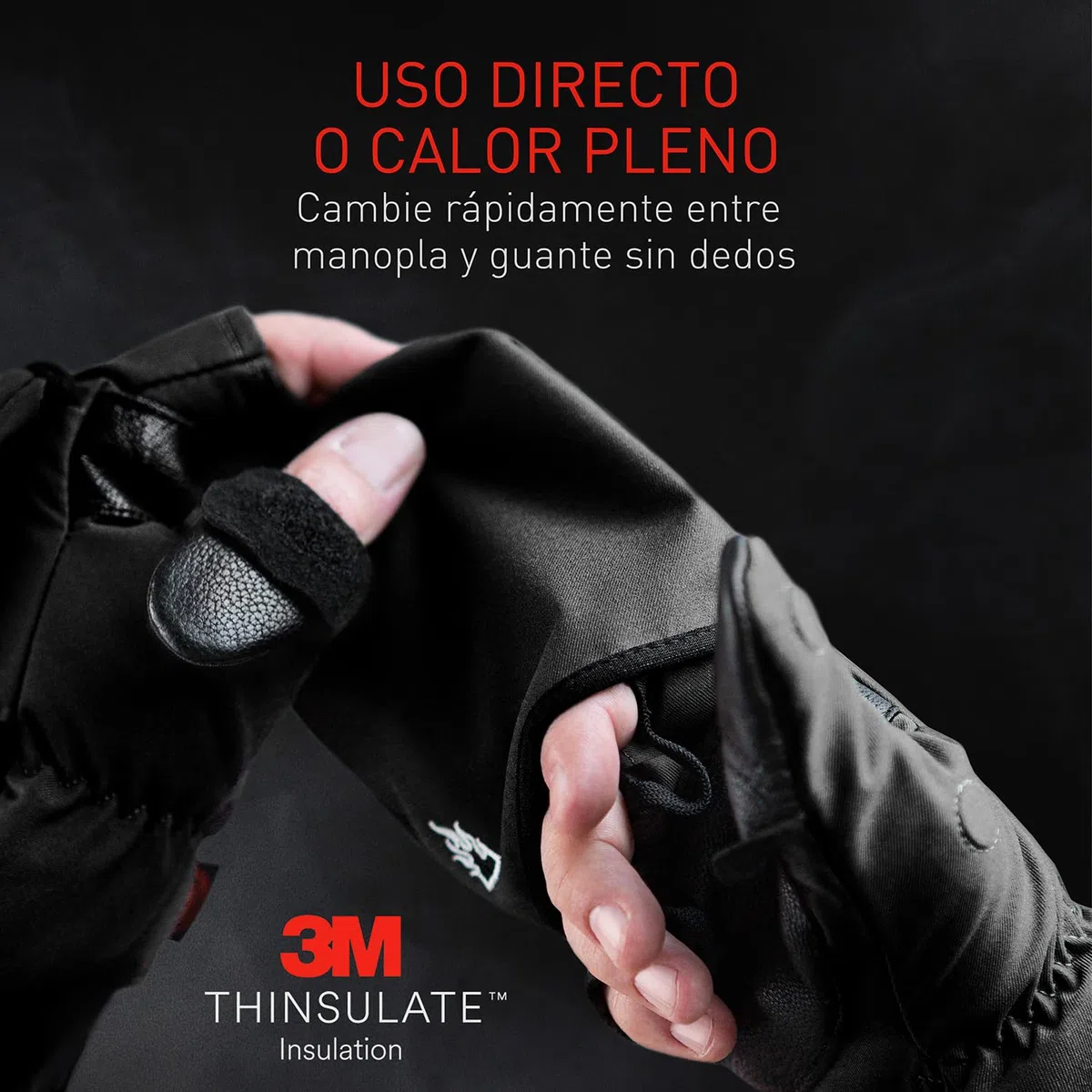 THE HEAT COMPANY - Heat 2 Softshell - Guantes sin Dedos y manopla en uno para Pantallas táctiles Guante cálido de Invierno - contra el frío en el Deporte y Trabajo - Unisex