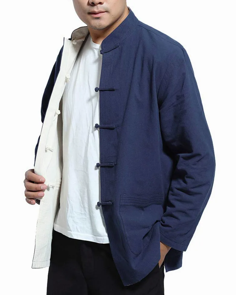 Hombre Mujer Reversible Ambos Lados Capa Chaqueta Traje Tang Chino Tradicional Manga Larga Artes Marciales Kung fu Camisa