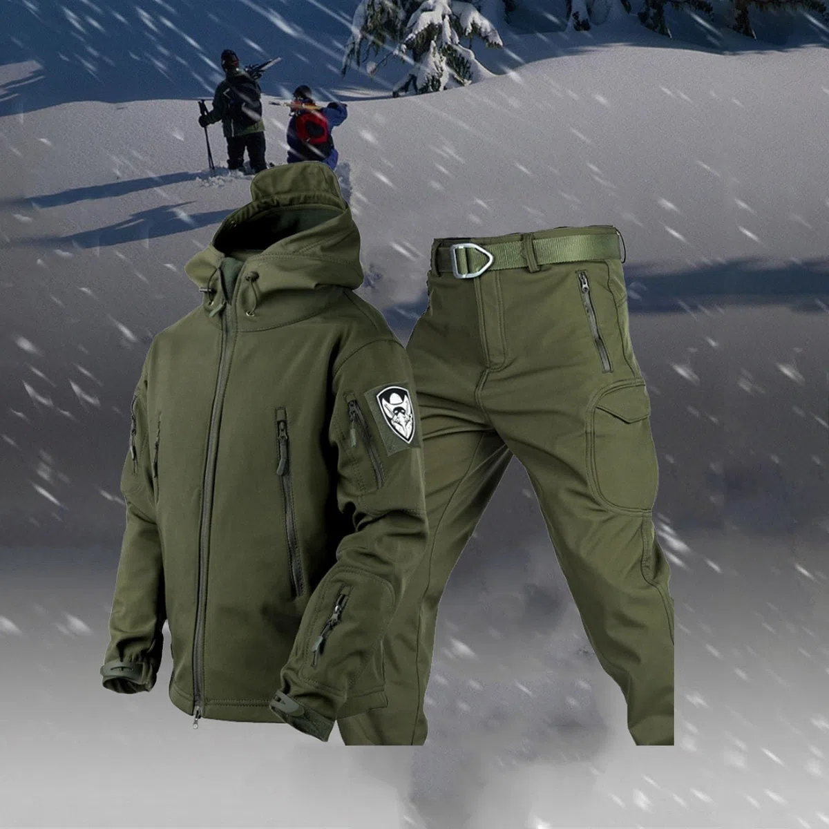 Traje De Esquí Snowboard Para Hombre, Chaqueta De Esquí Con Capucha Cálida De Invierno Para Hombre Con Brazalete Y Pantalones Con Cinturón, Trajes De Nieve Impermeables A Prueba