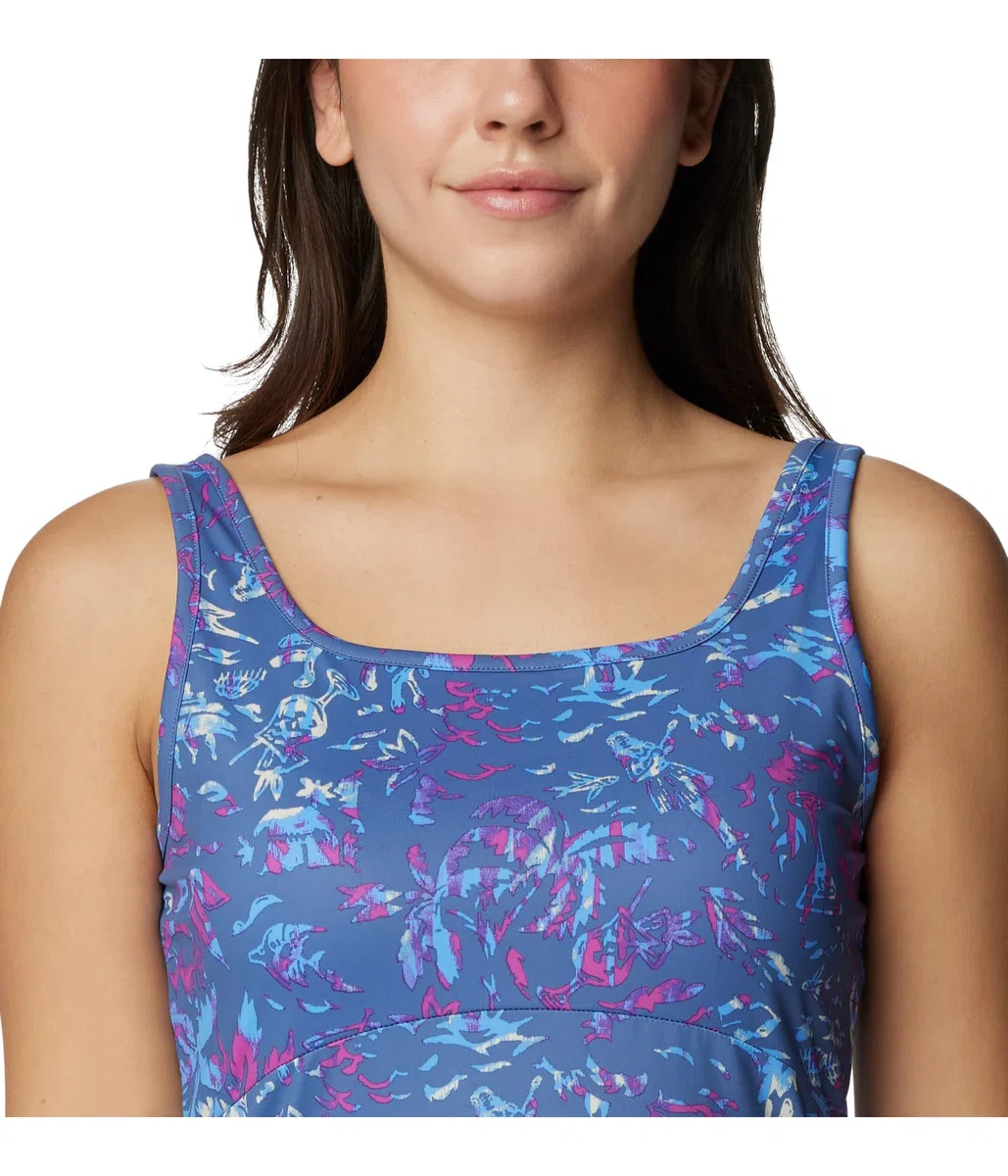 Columbia PFG Freezer III Dress Vestido, Bluebell Kona Kraze, M Mujeres
