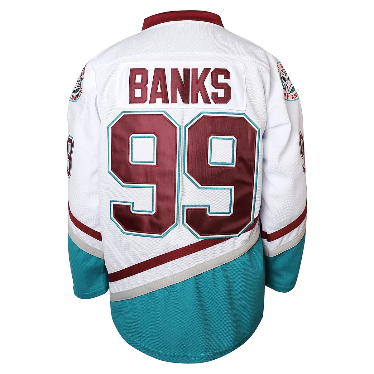 Mighty Ducks 33 Greg Goldberg 96 Charlie Conway 99 Adam Banks camisetas de hockey sobre hielo cosidas para hombre, 99 Blanco, Large