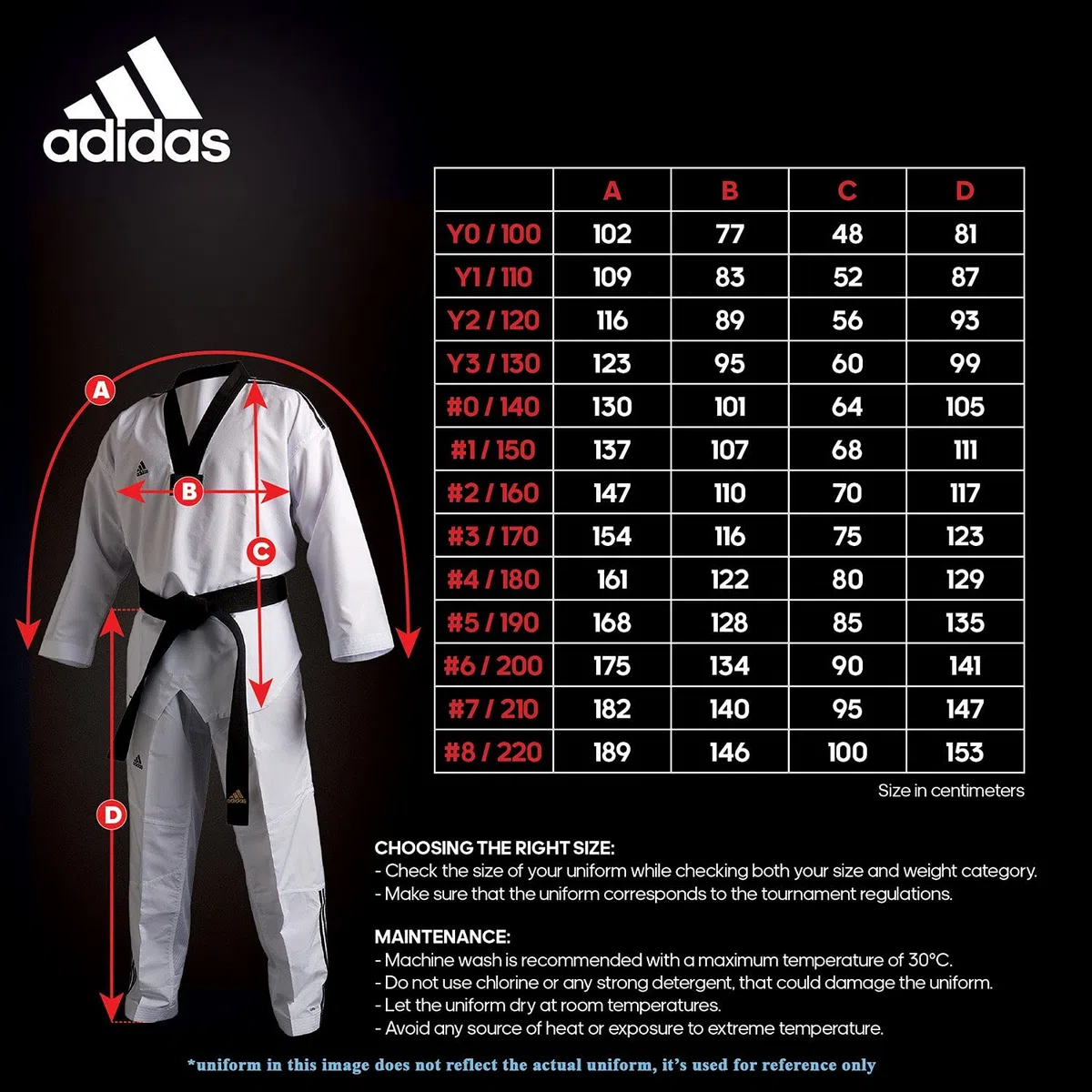 adidas Adi Start II Black V-Neck Black Belt Taekwondo Dobok Uniform - 170