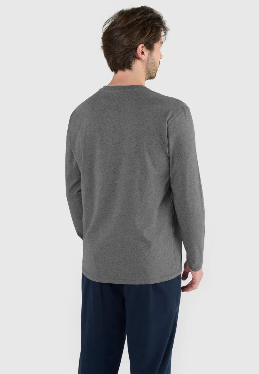 El Búho Nocturno Camiseta Pijama Hombre Manga Larga Lisa Parte Arriba Pijama, 85% Algodón, 15% Viscosa, Gris 7528, L