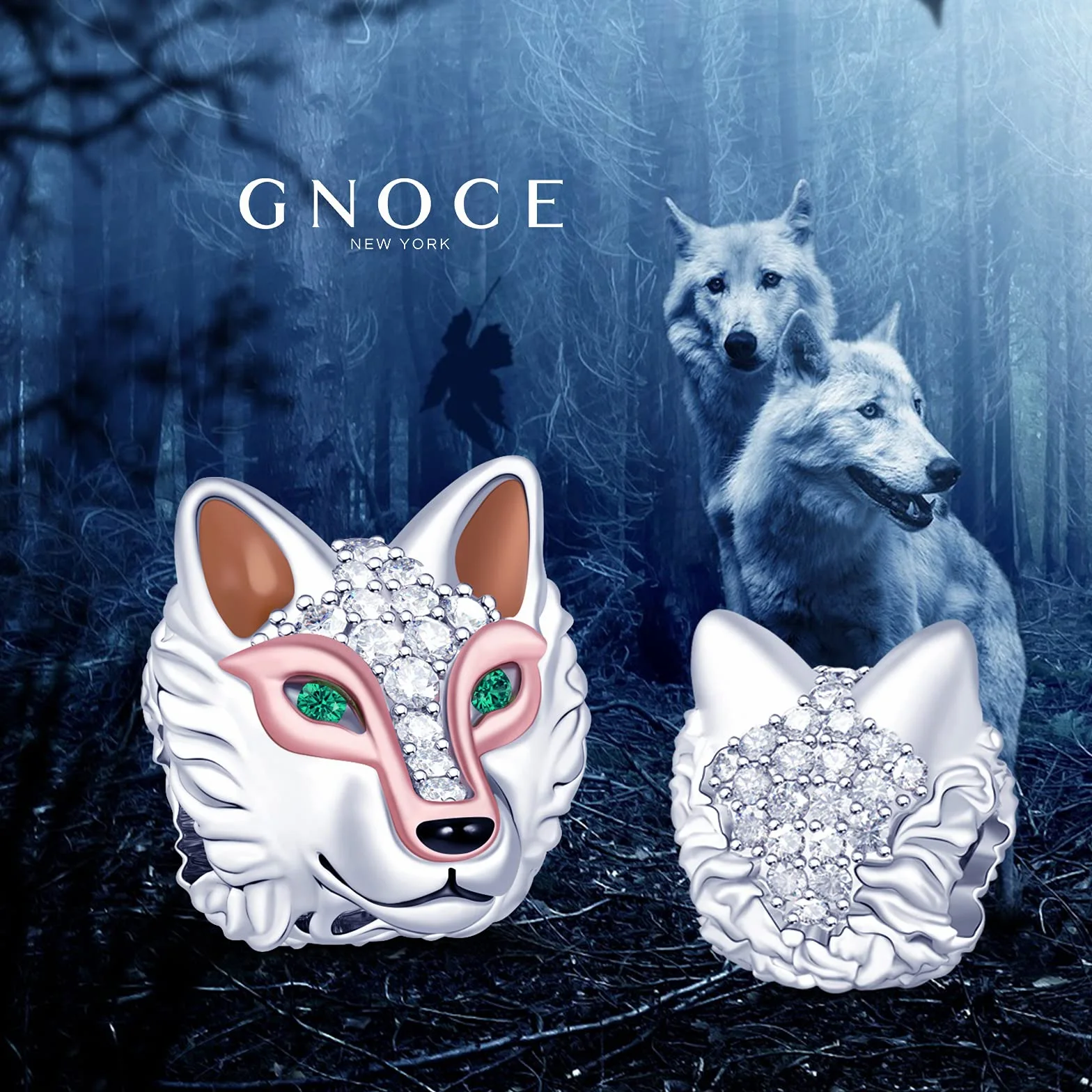 GNOCE Abalorio de plata de ley 925 con diseño de cabeza de animal, compatible con pulseras y collares, para mujeres, hombres y niños