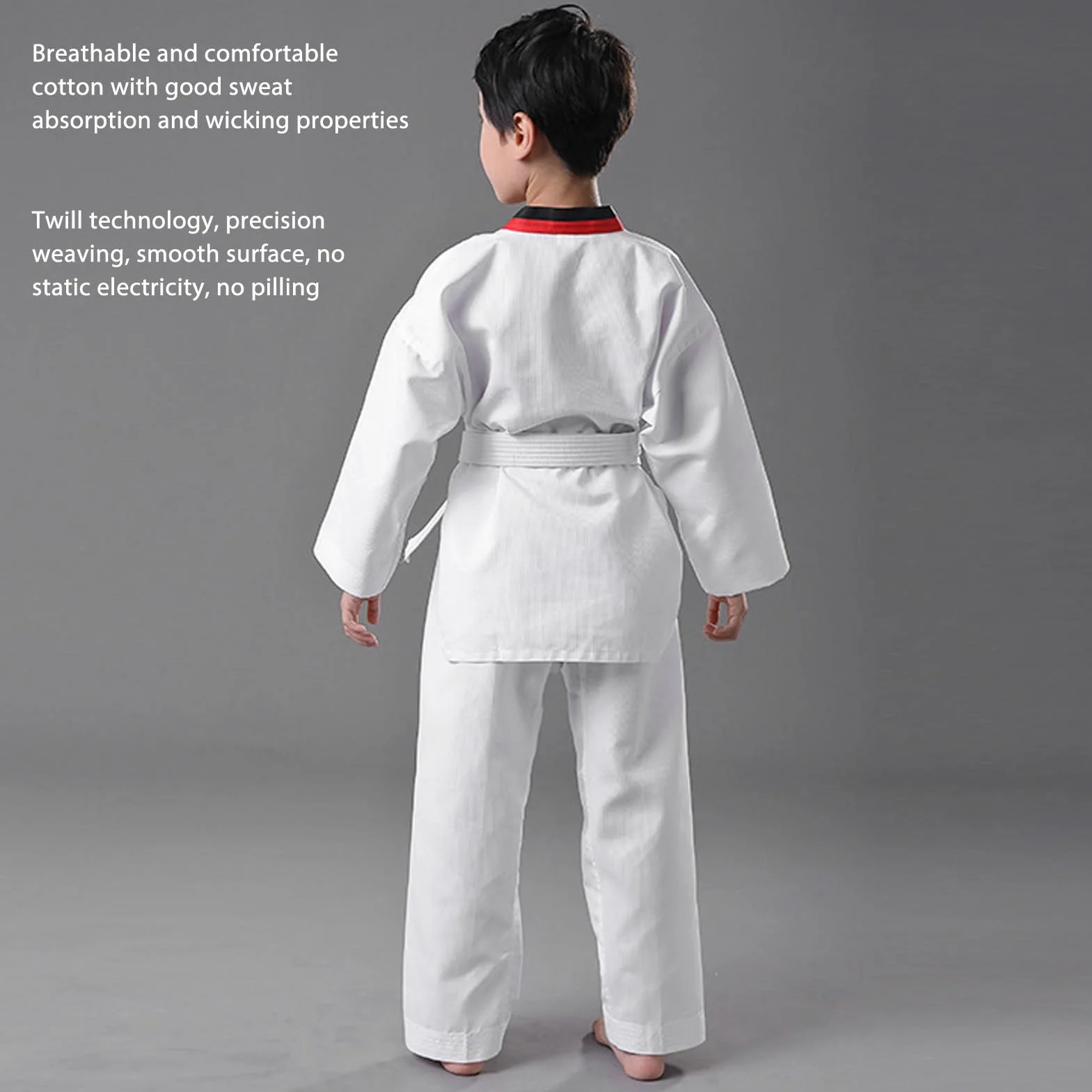 VGEBY Traje de Taekwondo Dobok Uniforme de Entrenamiento de Taekwondo Resistente y Cómodo y Transpirable para Niños de Altura 136-146 Cm