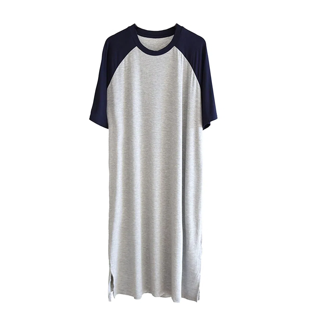 GTHTTT Vestidos De Dormir Hombre Algodón Empalme Camisón Manga Corta Cuello Redondo Pijama Moderno Ropa De Salón per Hogar Casual