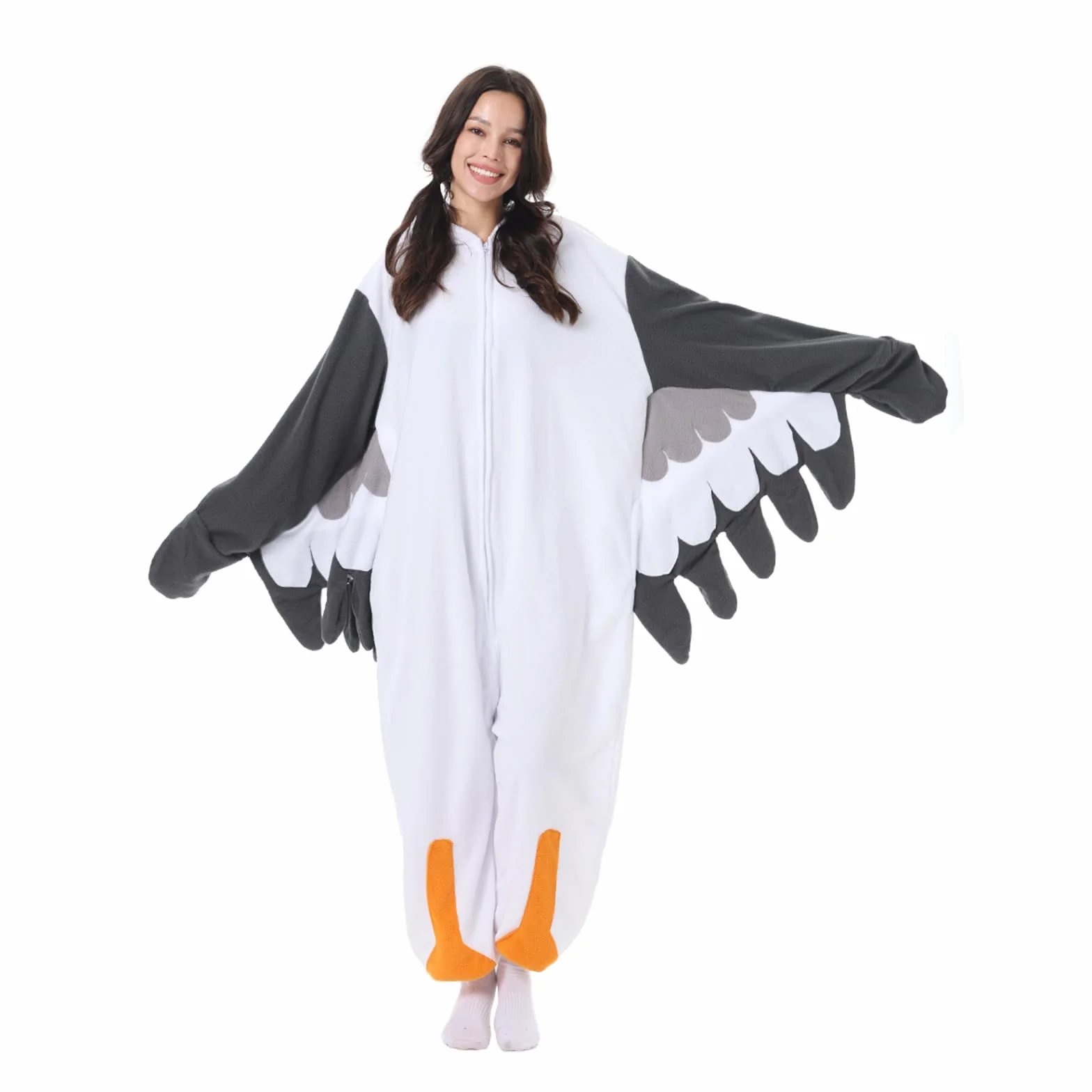 LANFAN Disfraz de gaviota para adultos, pijama para hombre y mujer, unisex, cosplay, animal, peluche, ropa de dormir para Halloween, mono para hombres y mujeres