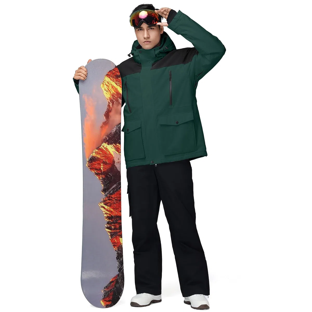 HOTIAN Conjunto de chaqueta y pantalones de esquí para hombre, traje de nieve de invierno, cálido, impermeable, a prueba de viento, ropa de esquí y snowboard