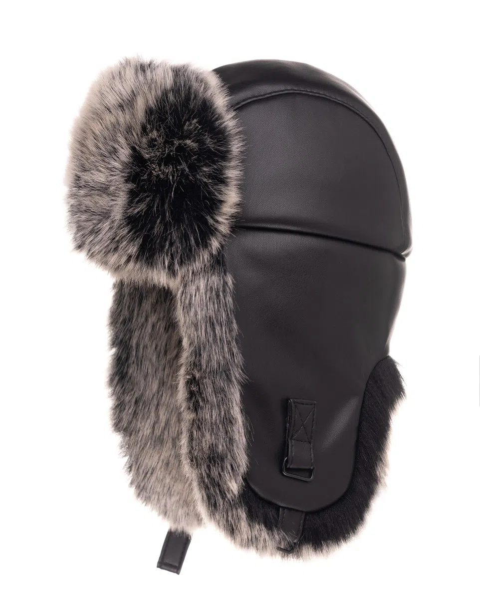 Futrzane Gorro de Aviador de Cuero - Sombrero Ruso - Gorra con Orejeras Mujer