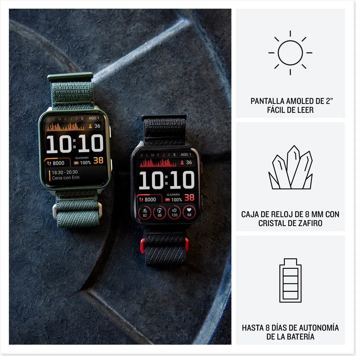 Garmin Venu X1, Smartwatch Premium con GPS, Pantalla AMOLED de 2'', Funciones de Salud y Bienestar 24/7, Altavoz y Micrófono Integrados, Mapas, Linterna LED, hasta 8 días de autonomía, Verde