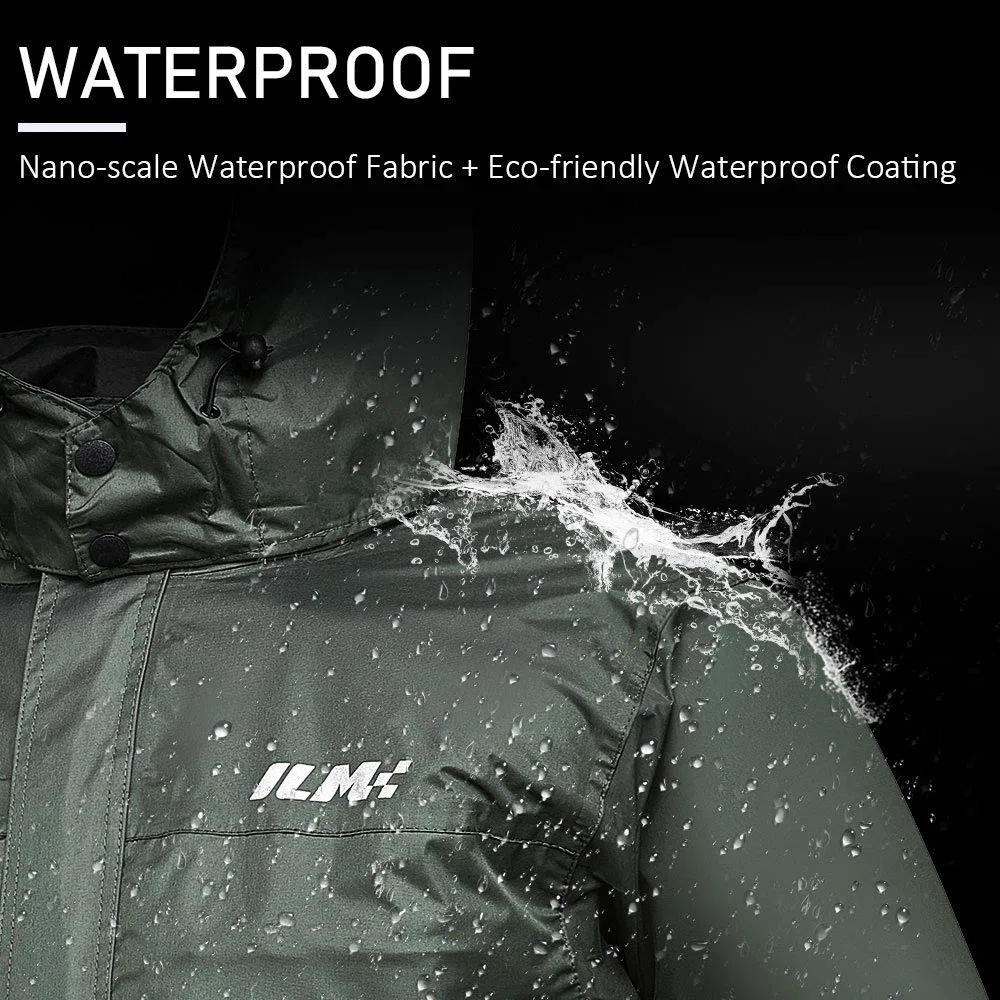 ILM Chubasquero Moto Impermeable Hombre-Traje de Lluvia Resistente al Desgaste, 6 Bolsillos, Juego de 2 Piezas con chaqueta y pantalones