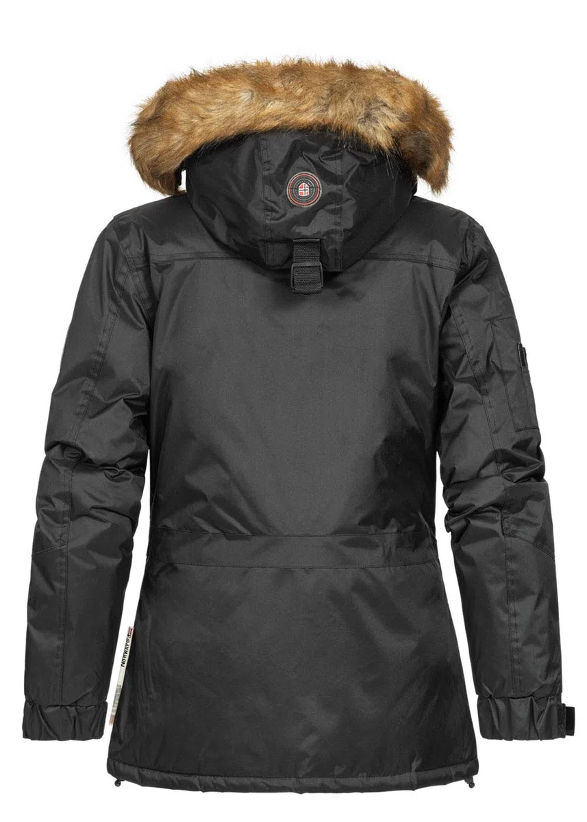 Geographical Norway Bellaciao Lady Parka Mujer Otoño Invierno Abrigo Capucha Piel Sintética Chaqueta Corta Viento Esquí