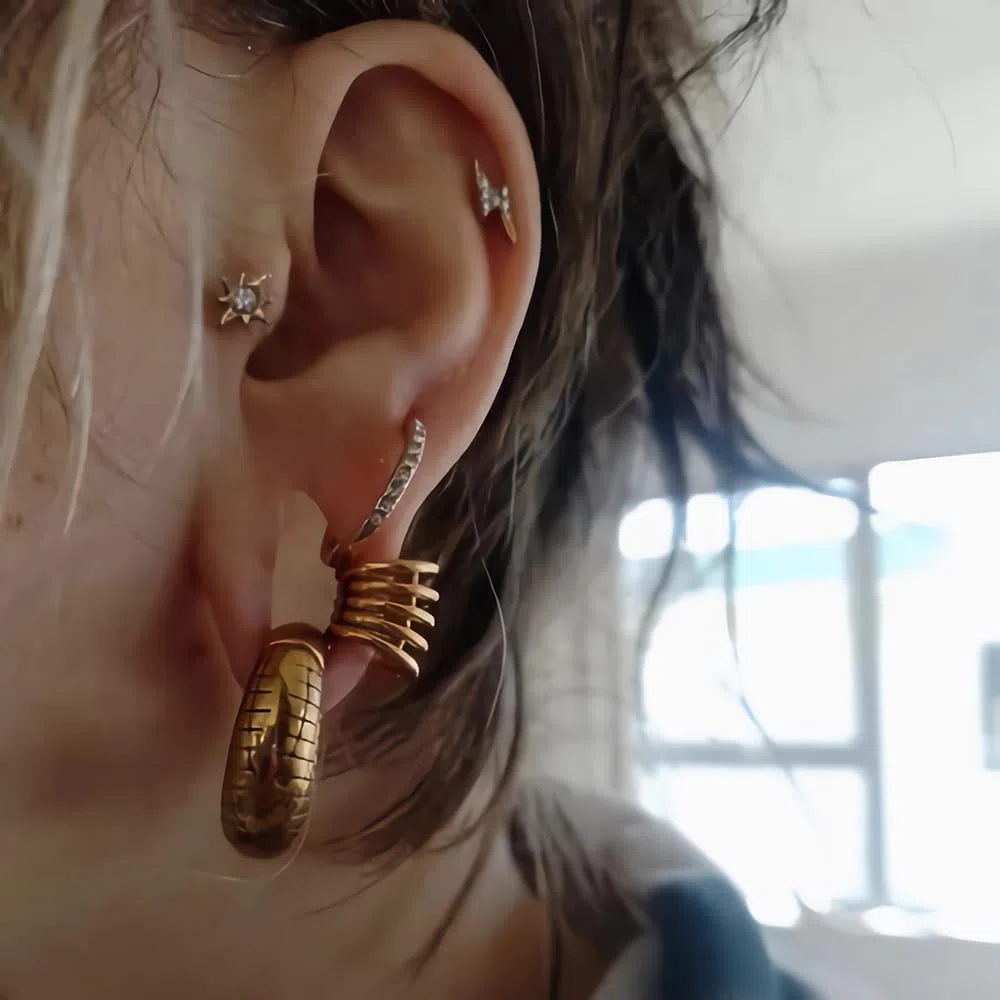 Vankula Pesos Dilataciones Orejas tapones túnel 5 Anillos acero inoxidable Expansores Estiramiento Piercing 6mm