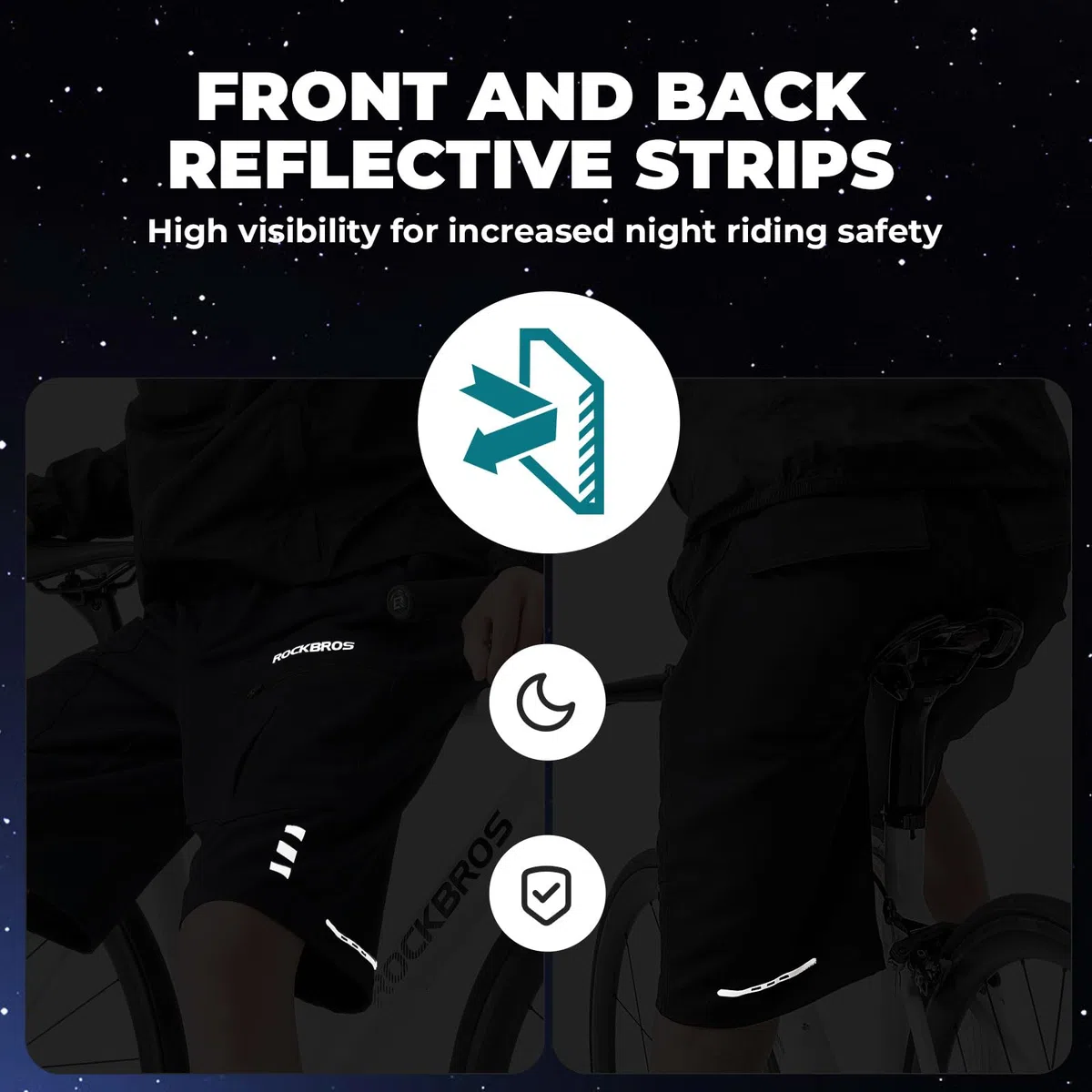 ROCKBROS Pantalones Cortos de Ciclismo para Hombre, Culotte Ciclismo Desmontable Transpirable Multifuncional Verano con Bolsillos 4D Acolchado para MTB, M-4XL