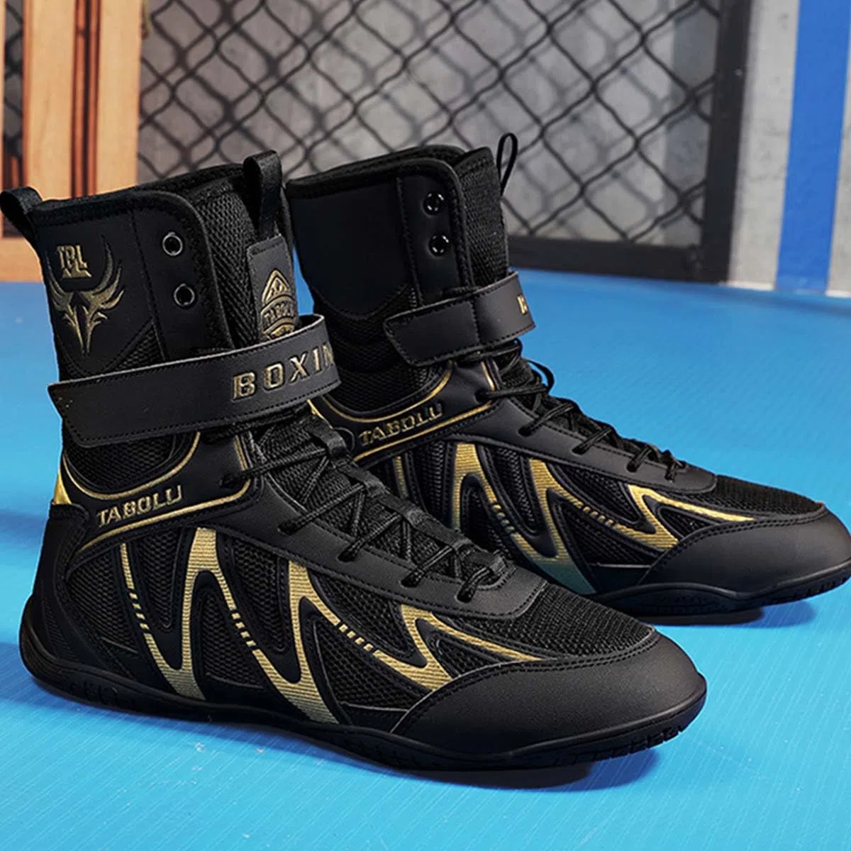 SDEQA Zapatos De Boxeo Hombre Zapatos de Entrenamiento Lucha Transpirables Interiores Botas de Fitness Competición Marciales,Juvenil