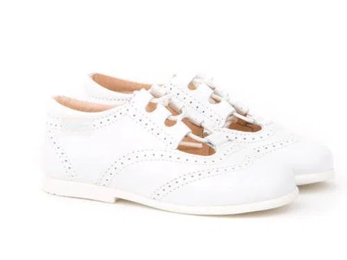 Zapatos Inglesitos para Niños Todo Piel Mod.804. Calzado Infantil Made in Spain, Garantia de Calidad. (22, Blanco)