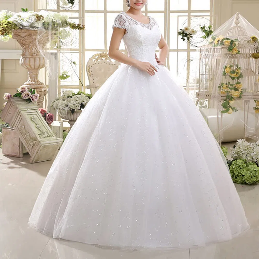 Vestidos de Novia Largo para Mujer Mangas Corte Vestidos Largos para Boda de Noche Vestidos de Fiesta