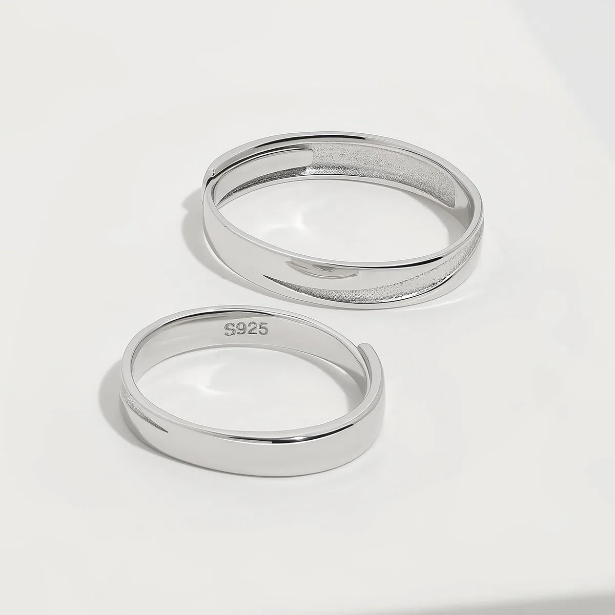 Meissa Alianzas de Pareja Plata de Ley 925 Bodas Compromiso Ajustable Juego de Dos Anillos