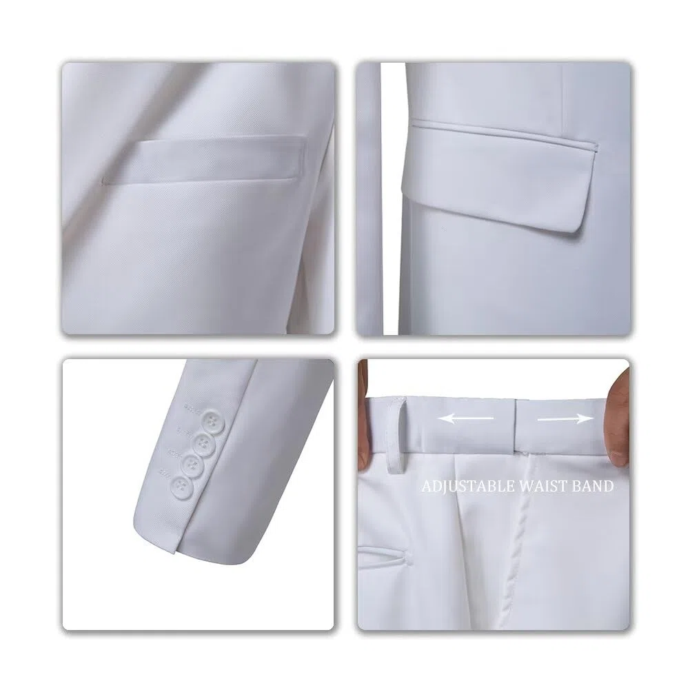 Holivyer Conjunto de Traje Ajustado de 3 Piezas para Hombre, Blazer de Dos Botones, Chaqueta sólida, Chaleco, Pantalones, Traje de Boda y Negocios