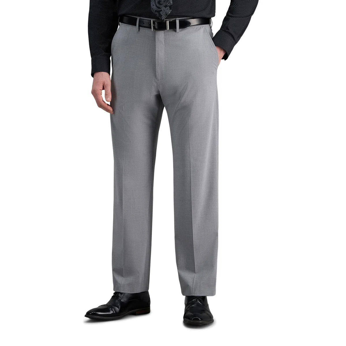 Haggar Classic Fit Flat Front Flex Waistband Stretch Dress Pant - Clásico Hombre