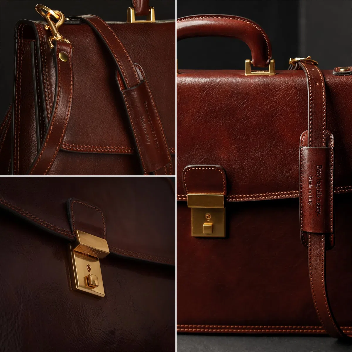 Time Resistance Maletín Portadocumentos para Mujer y Hombre de Cuero - Bolso de Piel Bandolera Maletines Mensajero