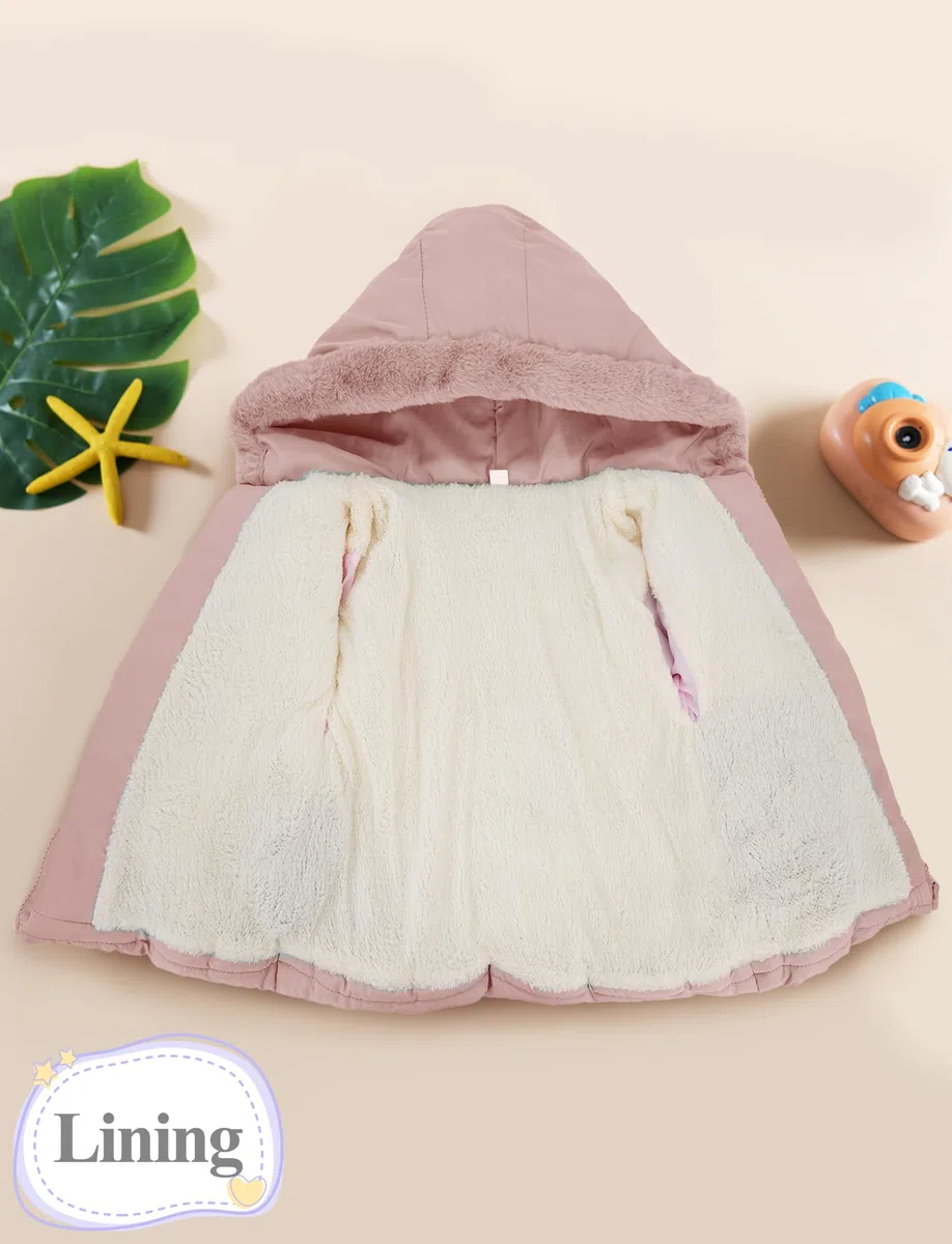 Maeau - Abrigo de Plumas Niña con Capucha Invierno Chaqueta de Algodón Cremalleras Parker Abrigo Forro Polar Plumífero Cálido con Bolsillo Pajarita 1-5 Años