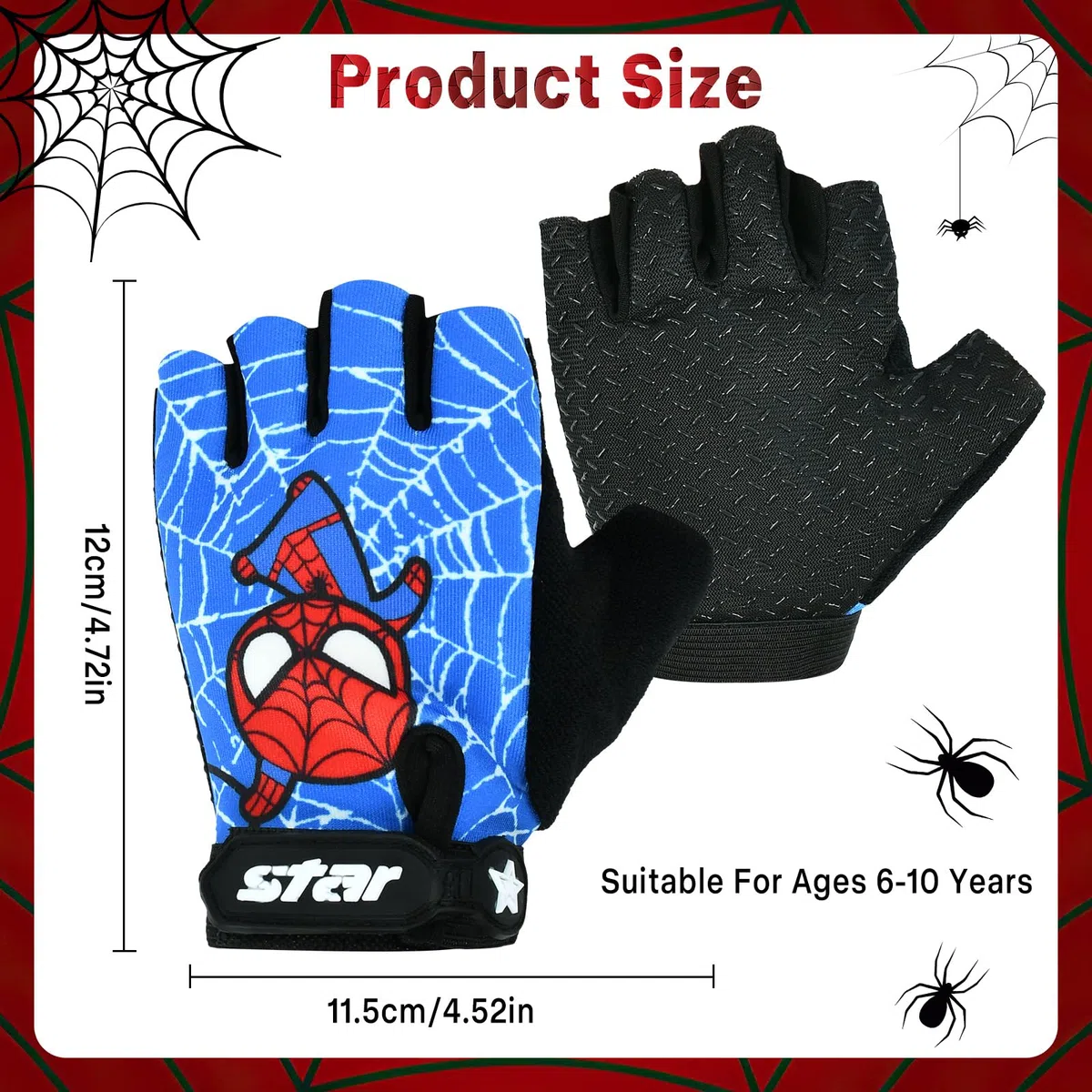 Guantes Bici Niño, Guantes Ciclismo Niño Verano Guantes Sin Dedos Niño para Ciclismo Guantes Antideslizantes para Niños Guantes para Bicicleta Montaña BMX Escalada Scooter