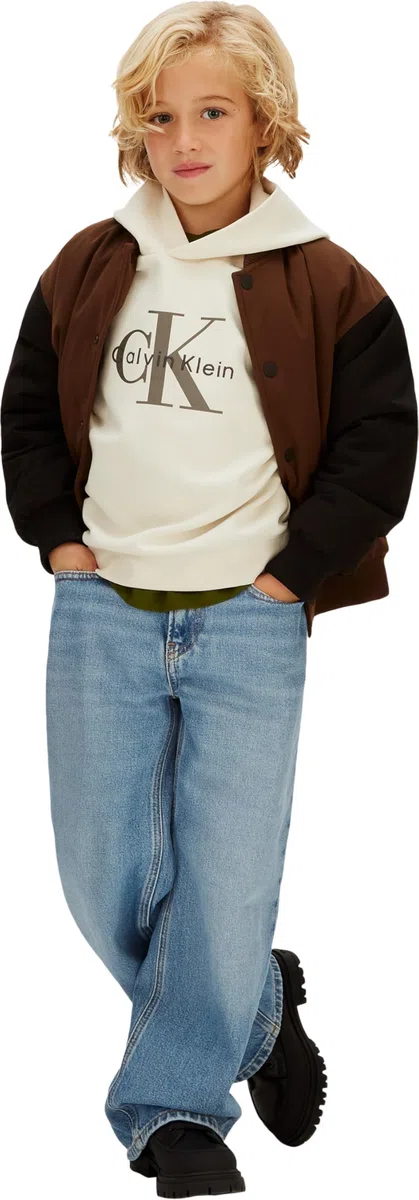 Calvin Klein Light Monologo Hoodie Ib0ib02615 Sudadera con Capucha Niños