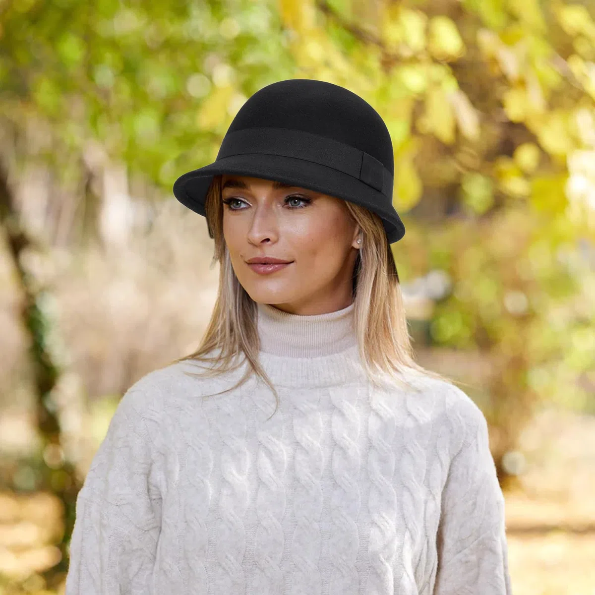 INOGIH Sombrero vintage de los años 20 – Sombrero de lana cálida de invierno Gatsby Cloche Bowler para mujeres y damas Derby Party aplastable