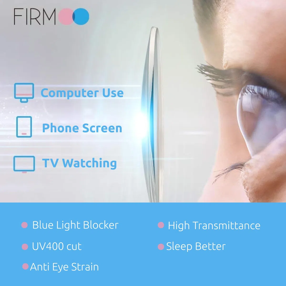 Firmoo Gafas de Luz Azul para Mujer y Hombre - Filtro Antifatiga Anti-UV400 para Ordenador y Gaming - Montura de Metal Moda