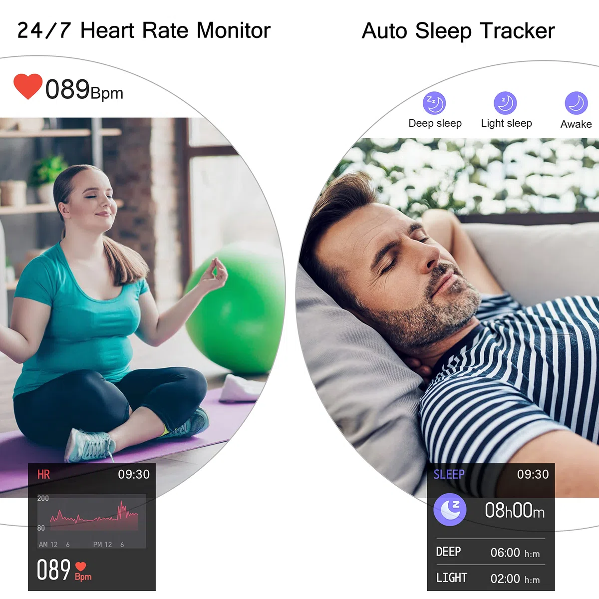 Popglory Smartwatch Recibir Whatsapp y Notificación Llamadas, Reloj Inteligente Mujer Presión Arterial Oxígeno Sanguíneo Ritmo Cardíaco, Pulsera Actividad Hombre Mujer para Android iOS