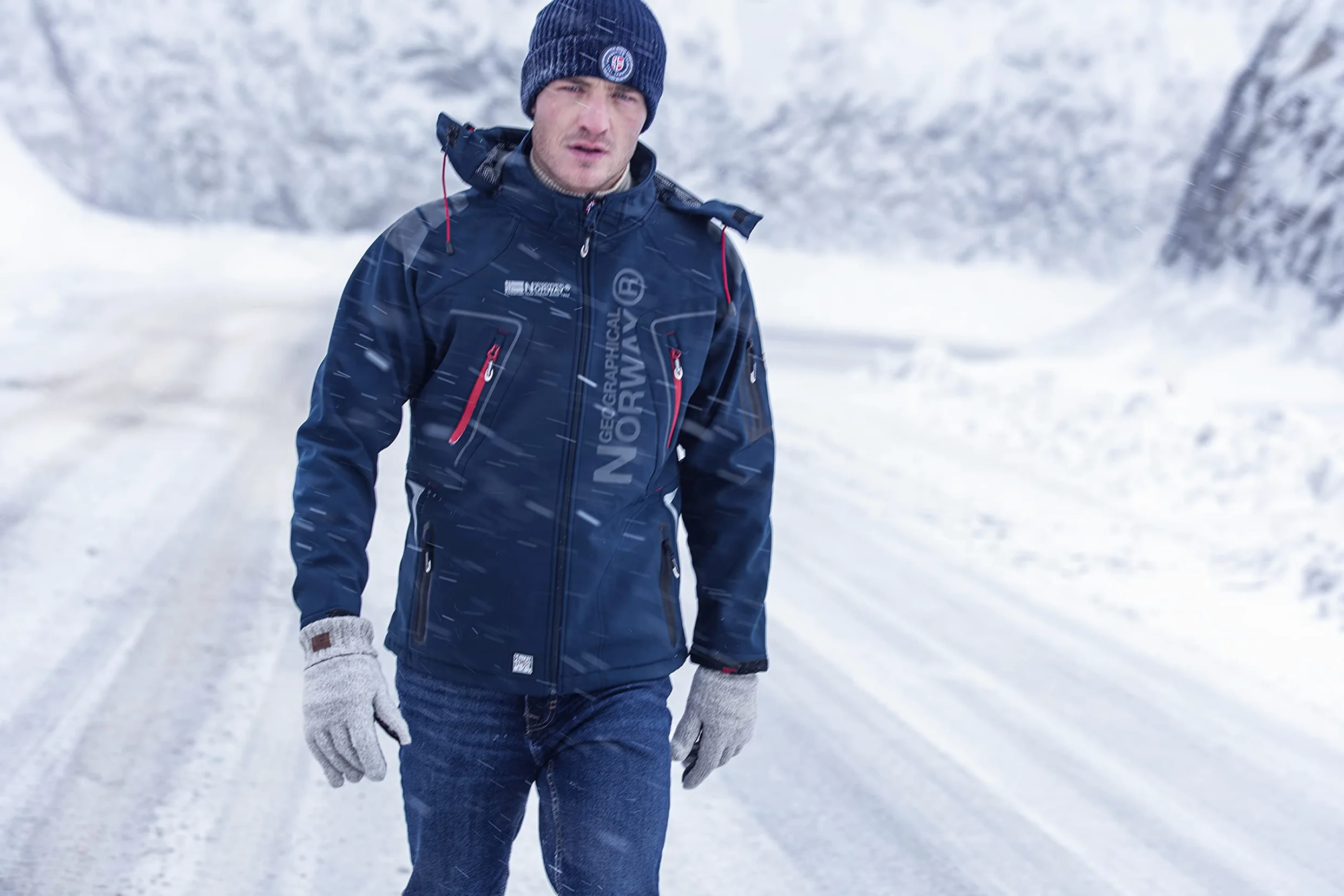 Geographical Norway Techno Men Distribrands - Chaqueta Softshell Impermeable Hombres - Capucha Hombre Transpirable Exteriores - Chaqueta Invierno Viento