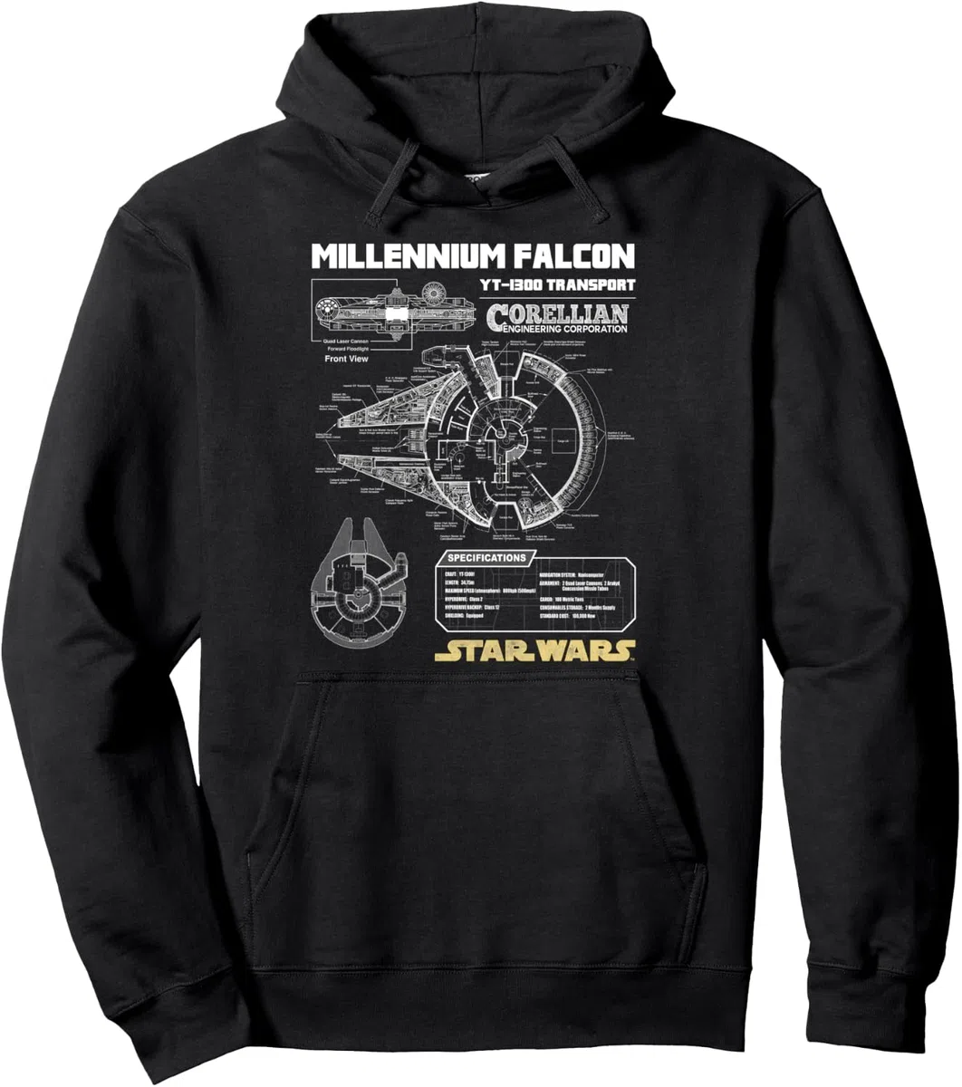 Star Wars Gold Millennium Falcon Schematics Sudadera con Capucha
