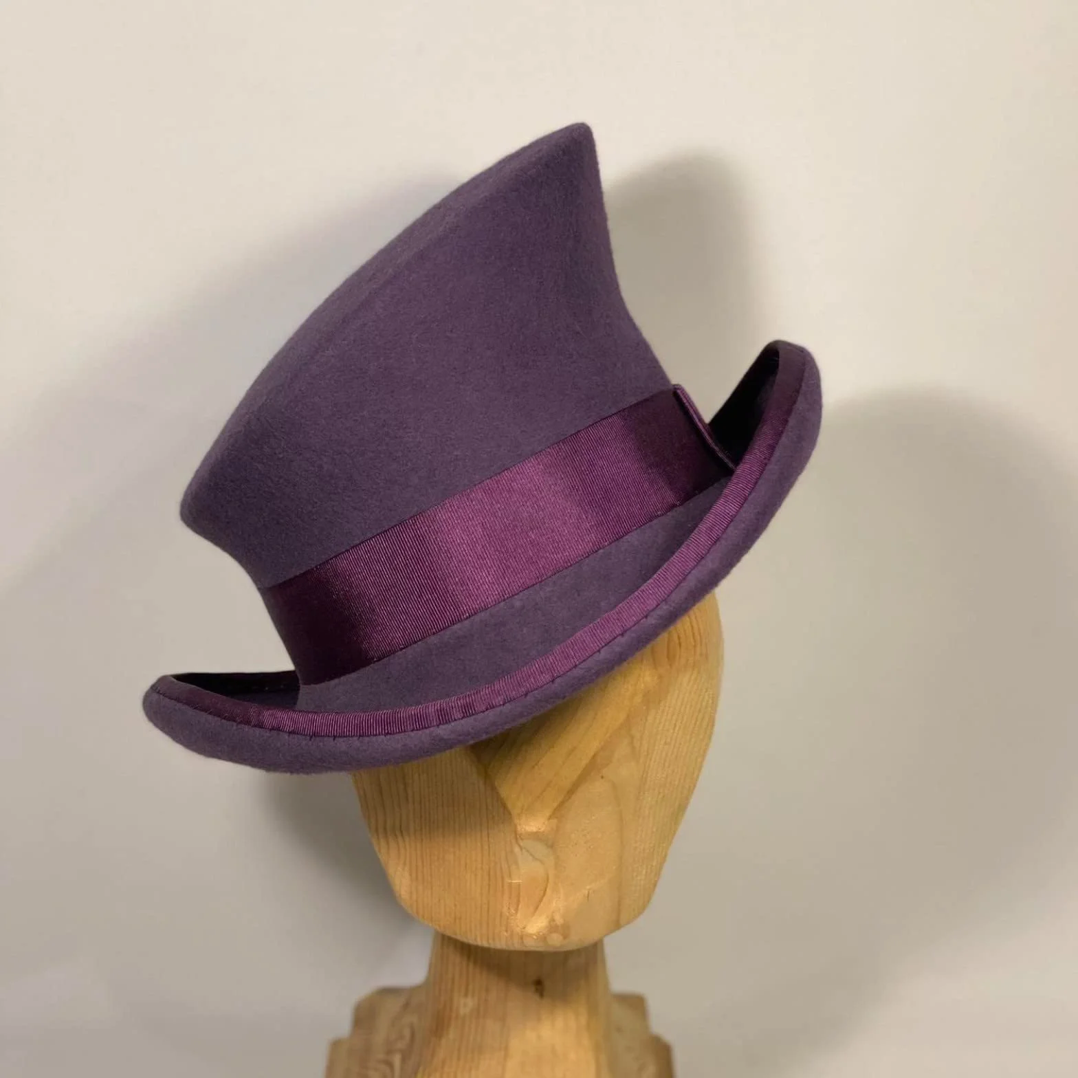Gorro masculino capucha cilindro asimétrico sombrero de lana damas caballeros unisex sombrero steam punk cilindro moda sombrero decorativo gorro de invierno hombres, morado, Talla única