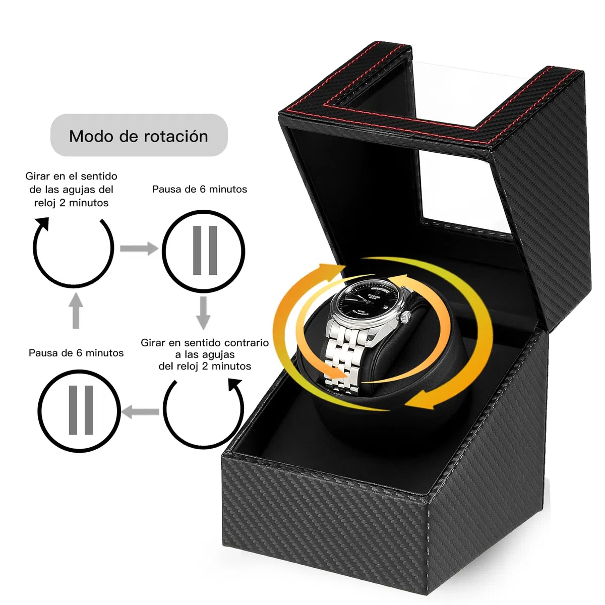 Automatische Uhrenbeweger Box Single Uhrenbeweger PU Leder Uhrengehäuse mit leisem Motor Batteriebetrieb Oder Netzteil für Automatikuhren