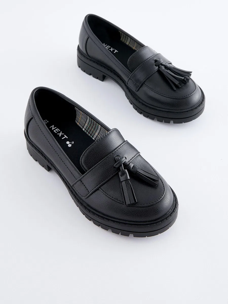 NEXT Niñas Mocasines Escolares con Suela Gruesa y borlas