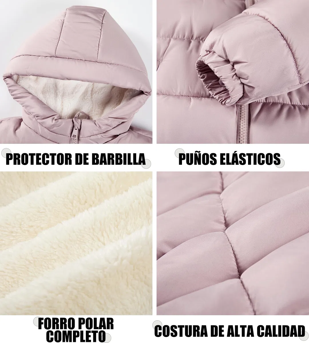 Sunny Sprout Abrigo de invierno con capucha para niñas - Chaqueta acolchada gruesa con forro polar y mangas antiviento