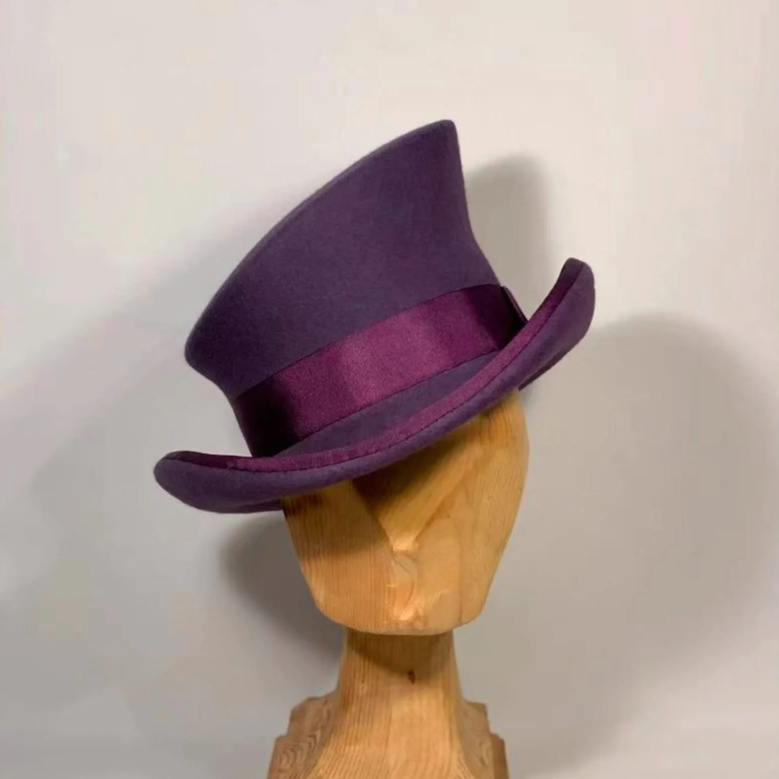 Gorro masculino capucha cilindro asimétrico sombrero de lana damas caballeros unisex sombrero steam punk cilindro moda sombrero decorativo gorro de invierno hombres, morado, Talla única