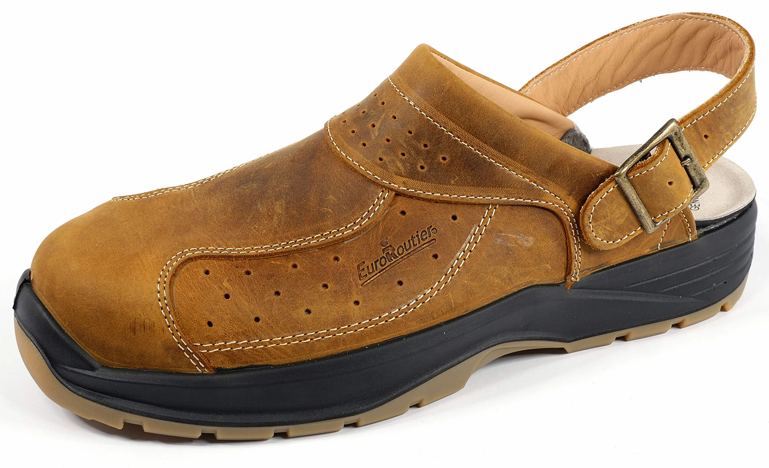 EUROROUTIER Premium Leather Tucson Brown, zuecos, zapatillas de seguridad certificadas SB A-E-FO SRC